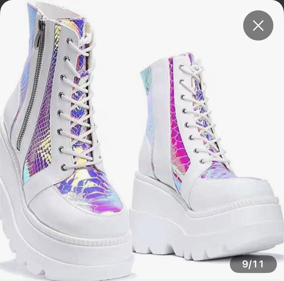 Gladiator White Iridescent Boots