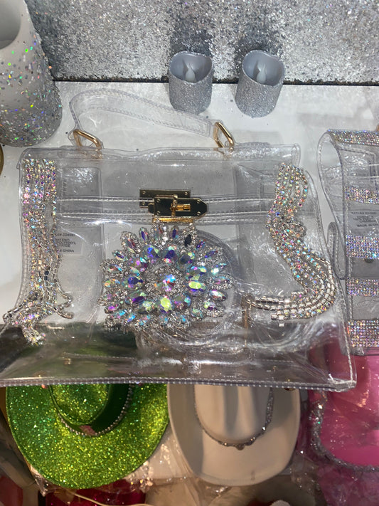 Clear Bling Handheld Purse