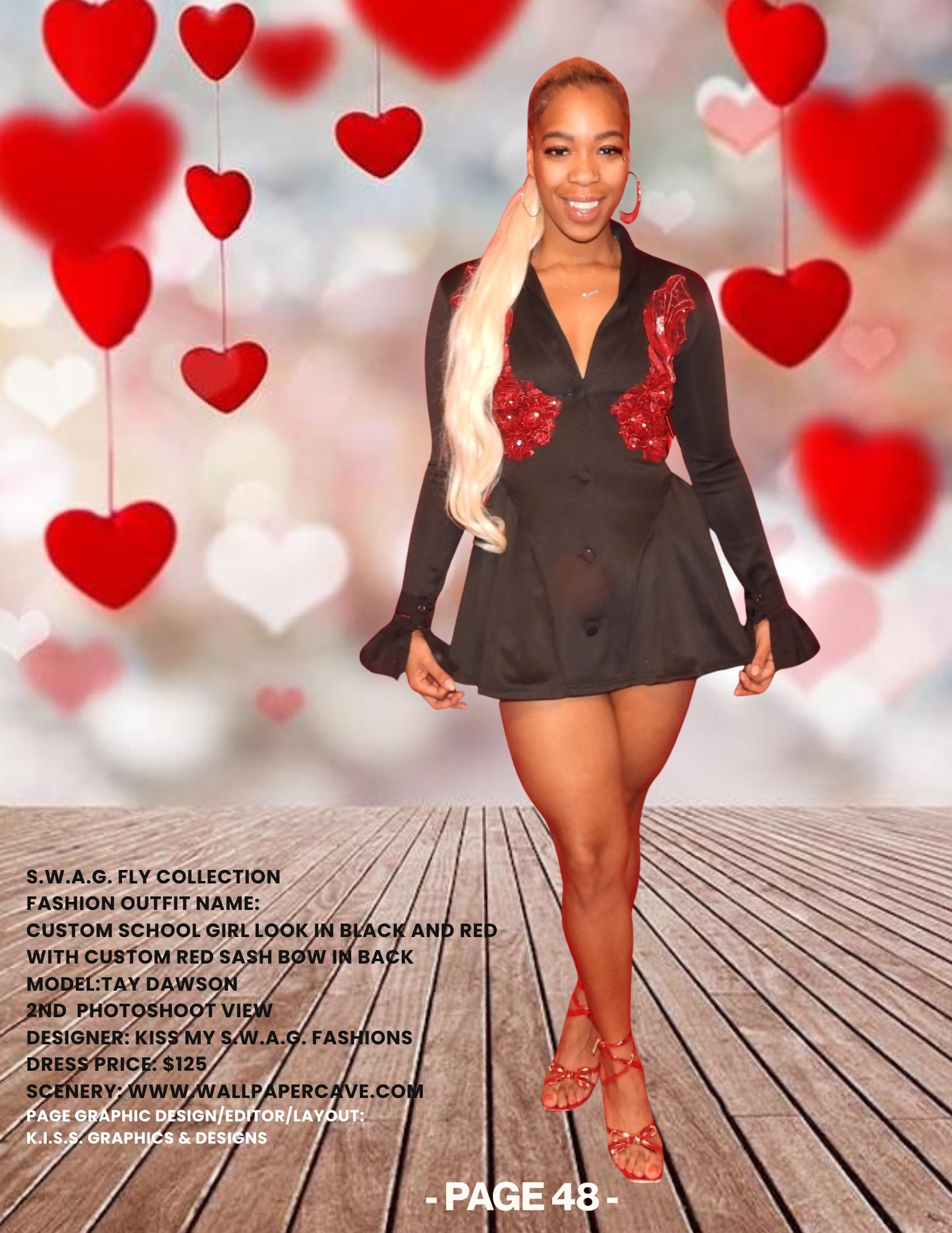 School Girl Dress Red & Black